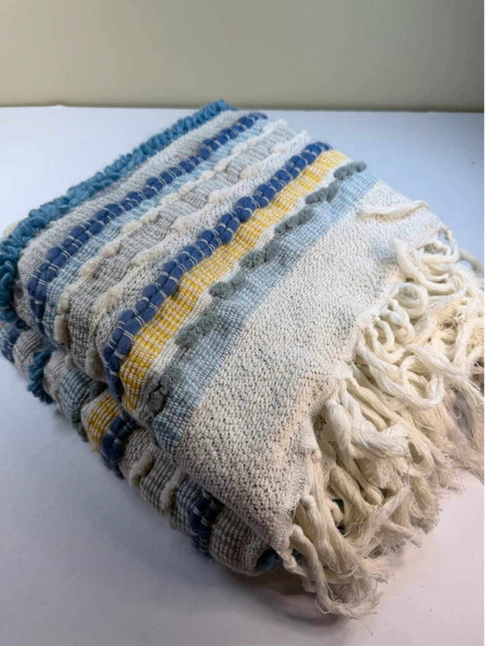 London Kaye Woven Striped Throw Blanket with Fringe